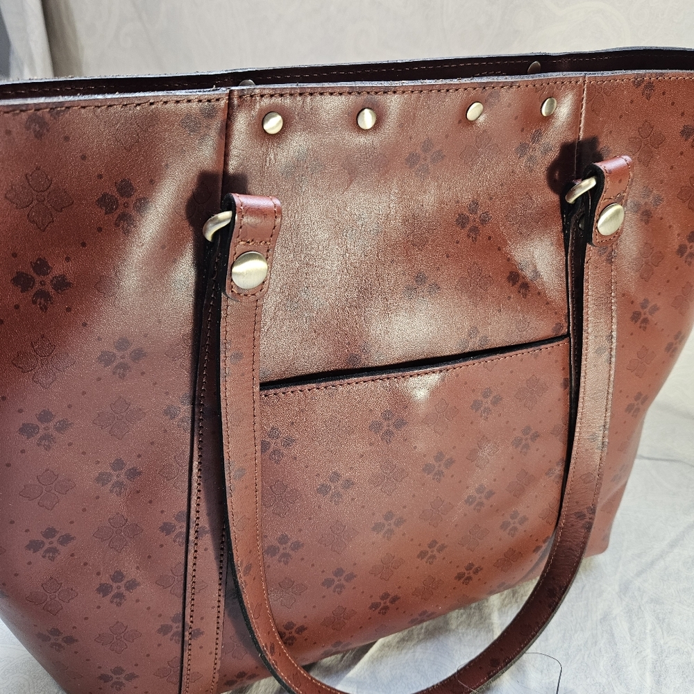 NWT Patricia Nash Benvenuto Leather Brown Tote Bag - Picture 10 of 12